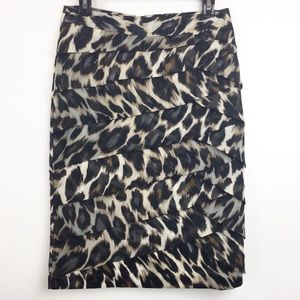 Worthington Leopard Print Tiered Skirt Size 6